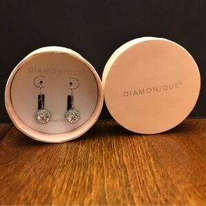 Diamonique Round Cut Silver Earrings